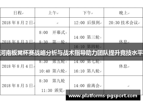 河南板凳杯赛战略分析与战术指导助力团队提升竞技水平