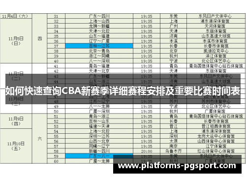 如何快速查询CBA新赛季详细赛程安排及重要比赛时间表