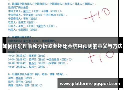 如何正确理解和分析欧洲杯比赛结果预测的意义与方法